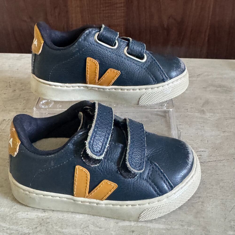 Kids' Veja T2 Small Blue Yellow Sneakers Toddler Baby Boy Size 7